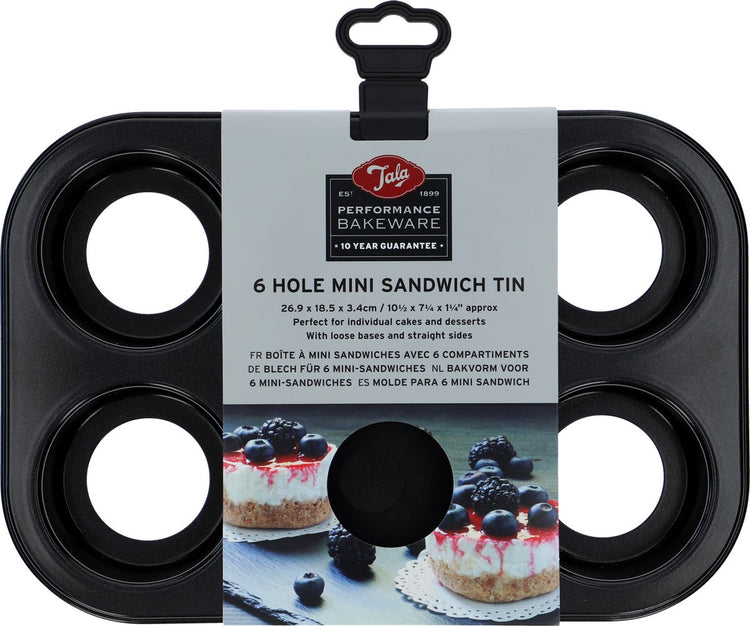 Tala performance - mini taartvorm - 6 x 8 cm - set van 6 - losse bodem - antiaanbaklaag - pfas-vrij