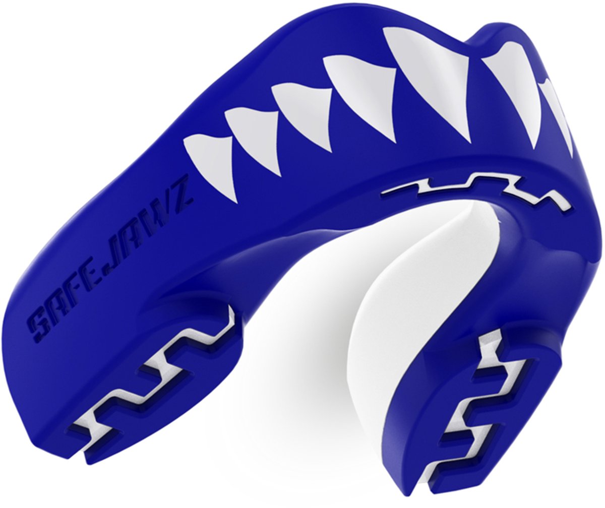 Safejawz gebitsbeschermer extro-series shark blauw wit junior