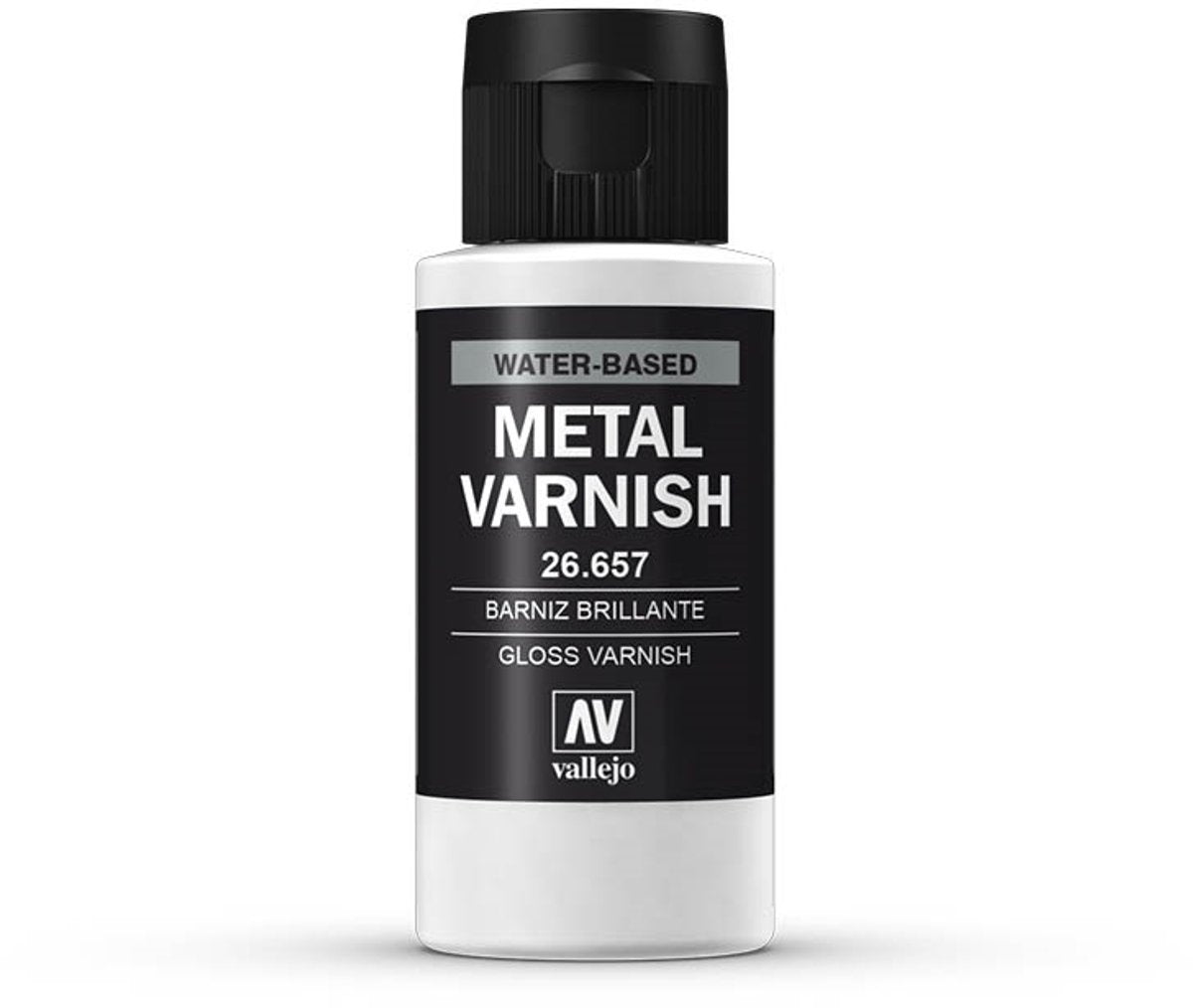 Vallejo hobbyverf - 26657 gloss metal varnish - water based (60 ml) verf flesje - 60 ml