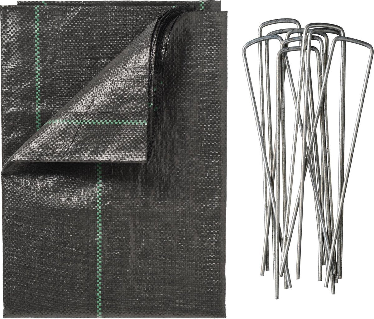 Nature - gronddoek (2 x 5m) met pennen (10 st.) - 100 g m² - zwart - anti-worteldoek