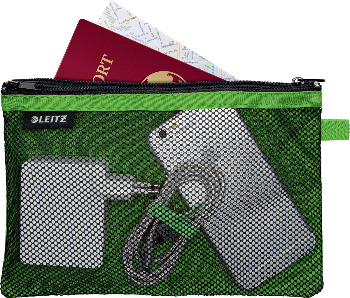 Leitz wow etui met twee vakken maat l groen