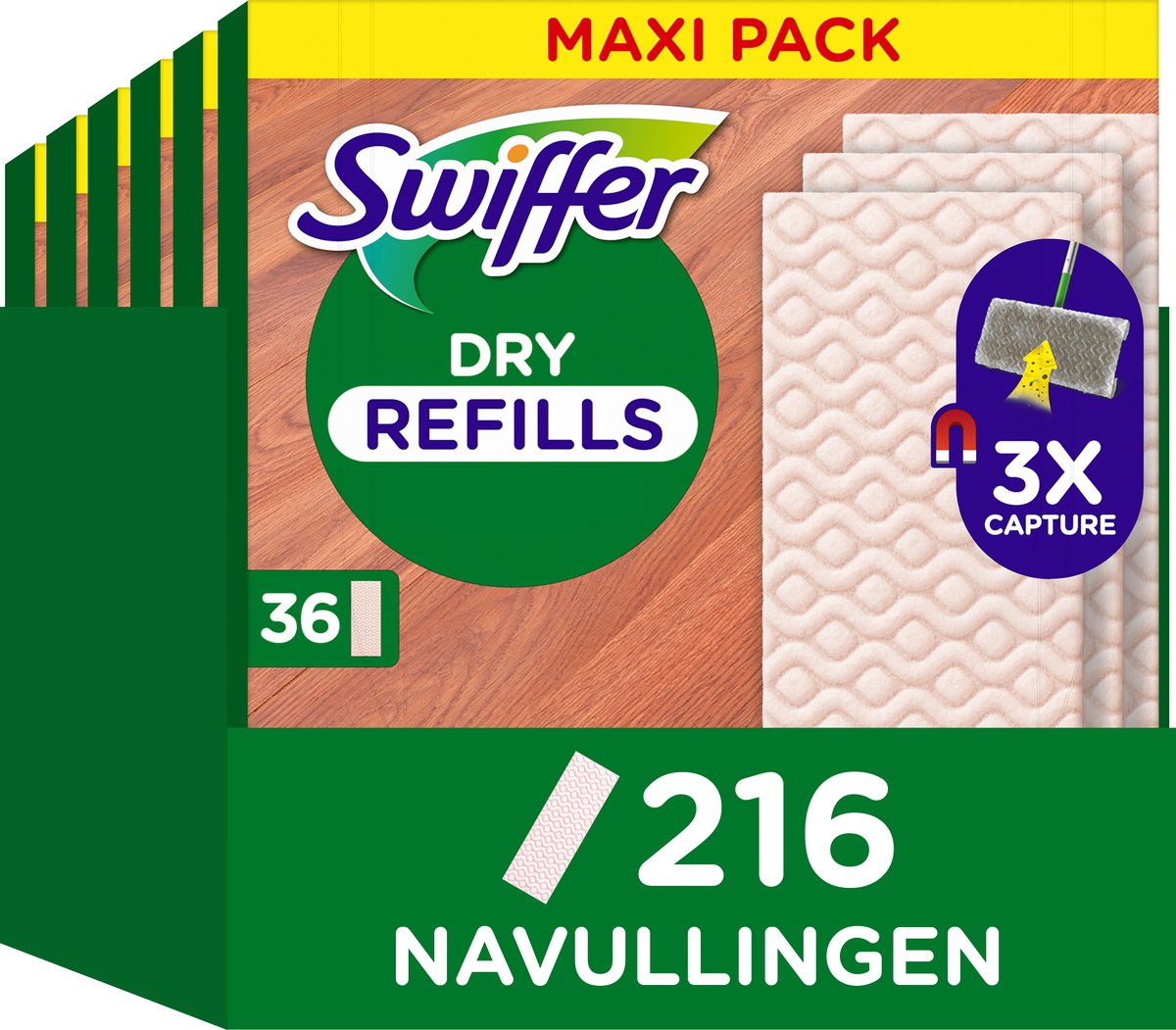 Swiffer vloerreiniger droge vloerdoekjes voor hout - 6 x 36 navullingen voor vloerwisser