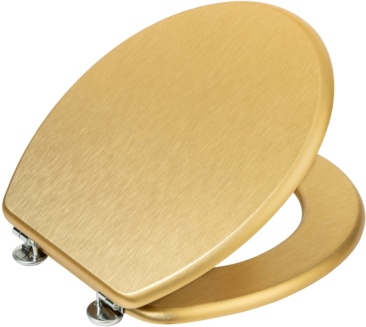 Wenko wc bril aldeno - mat goud mdf - fsc hout - rvs scharnieren - toiletbril - toiletzitting - goud mat