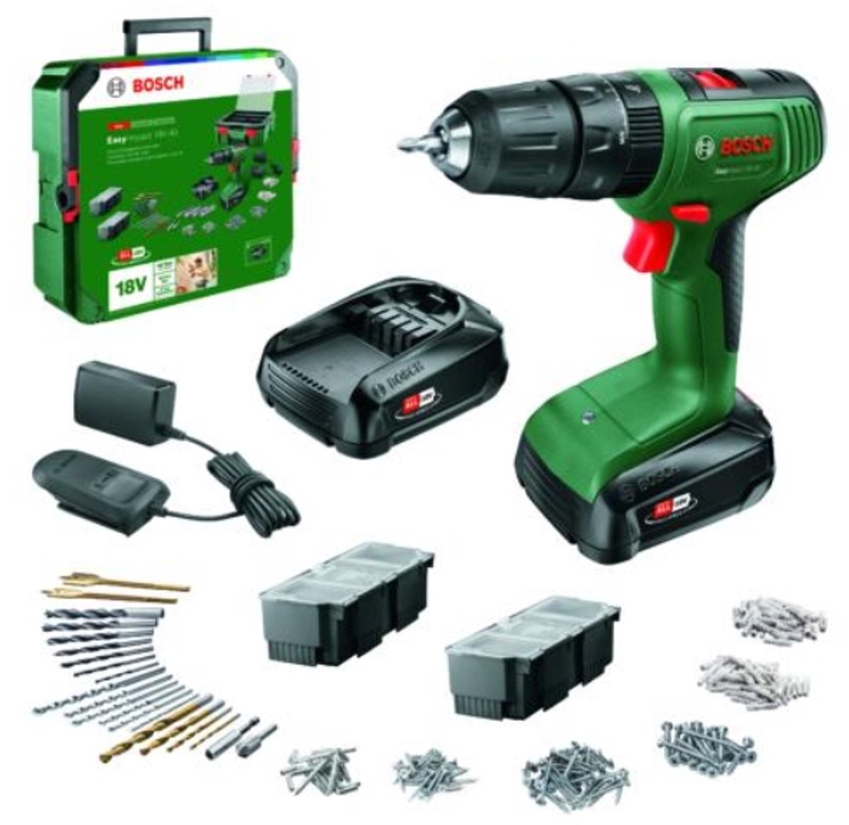Bosch home and garden 06039d810d accu-klopboor schroefmachine 18 v 1.5 ah li-ion incl. 2 accu's, incl. lader, incl. kof