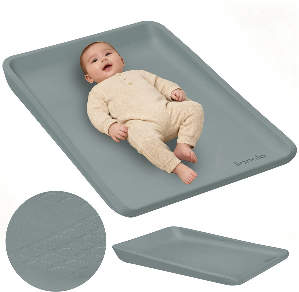 Lionelo megs verschoonkussen aankleedkussen – multifunctioneel waterdicht verschoonmatje met verhoogde randen, antislip pu-schuim – comfortabel, veilig hygiënisch (70×49×7 cm)
