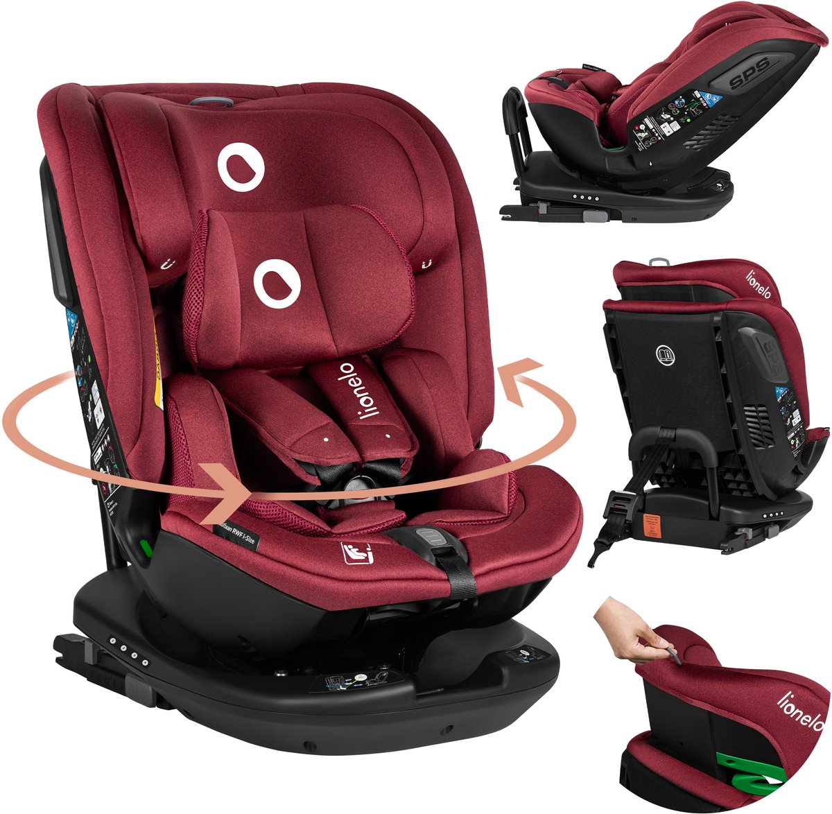 Lionelo bastiaan rwf i-size autostoel 0-36 kg – isofix – 360° draaibaar – i-size r129 – achterwaarts voorwaarts – zijbescherming – tri-guard hoofdsteun – vanaf geboorte tot 12 jaar