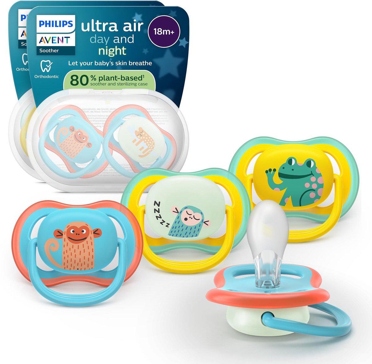 Philips avent ultra air day night – glow-in-the-dark fopspeen – extra luchtopeningen – 4 stuks - scf349 56