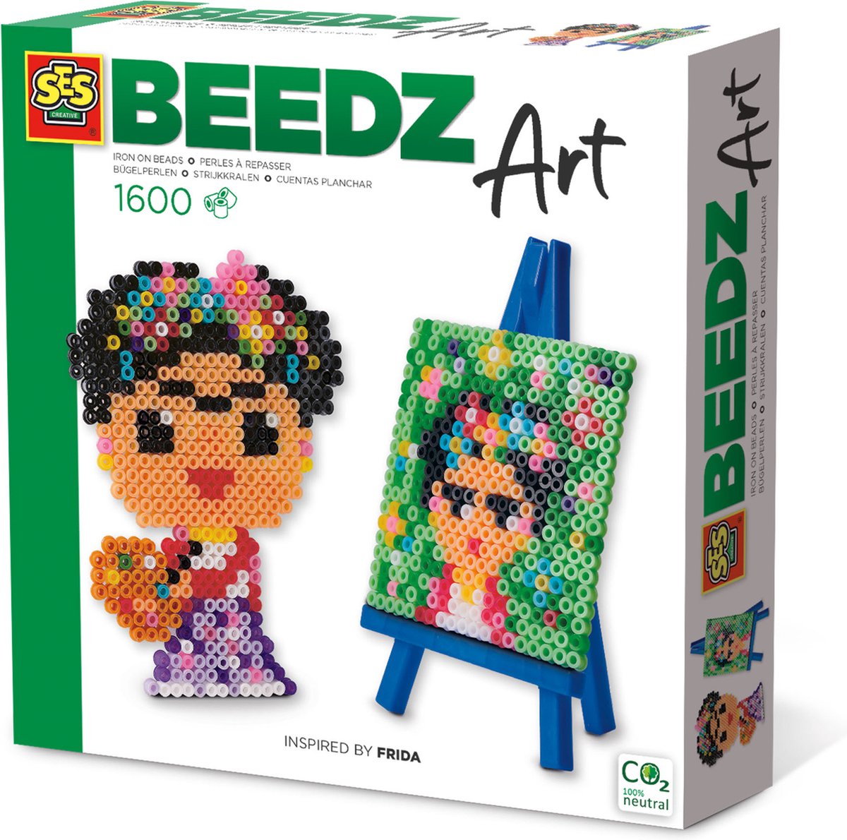 Ses creative ses - beedz art - mini kunstenaar frida - met mini schildersezel - 1600 strijkkralen met legbord