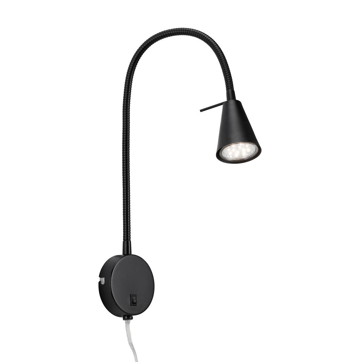 Briloner tusa - led wandlamp - zwenkbare bureaulamp - bedlamp met warm wit licht - 4.7 w - zwart - ø8 x 45 cm