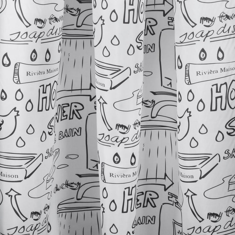 Differnz douchegordijn bath – 180 x 200 cm – verzwaard – 100% polyester – wit zwart