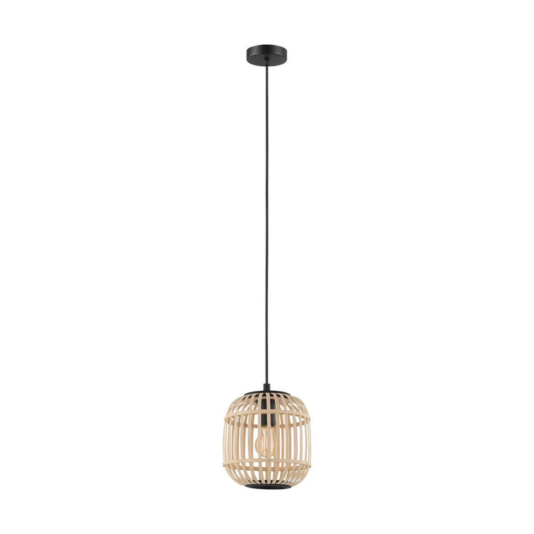 Eglo bordesley hanglamp - 1 lichts - ø21cm. - e27 - bamboe, rotan - zwart, bruin
