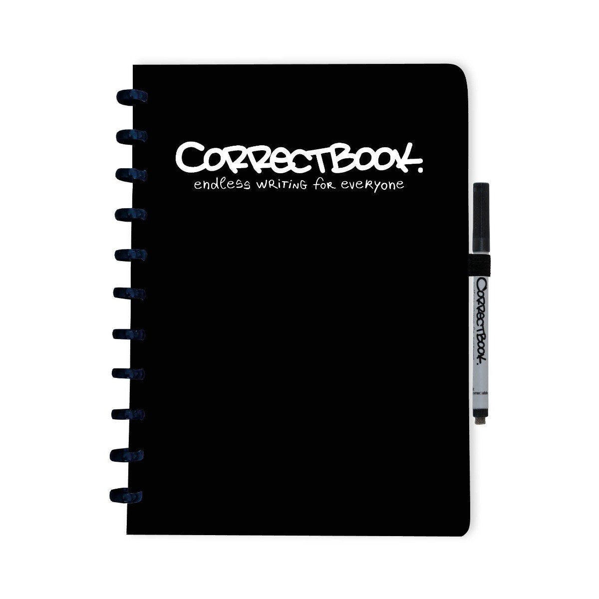 Correctbook a4 uitwisbaar notitieboek – ink black zwart – blanco – herbruikbaar schrift – inclusief pen wisdoekje – aanvulbaar met extra pagina’s