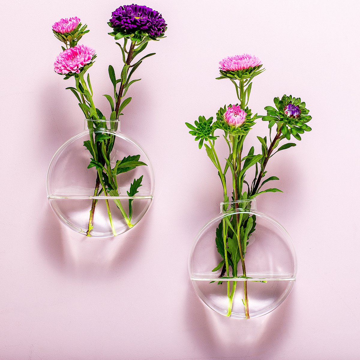 Winkee glazen muurvaasjes (set van 2) - rond