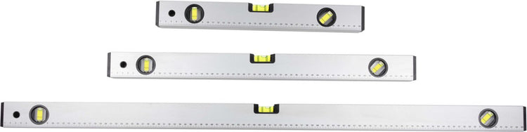 Kinzo waterpassen - waterpas set 40 60 100 cm - 0° 45° 90° - aluminium - grijs