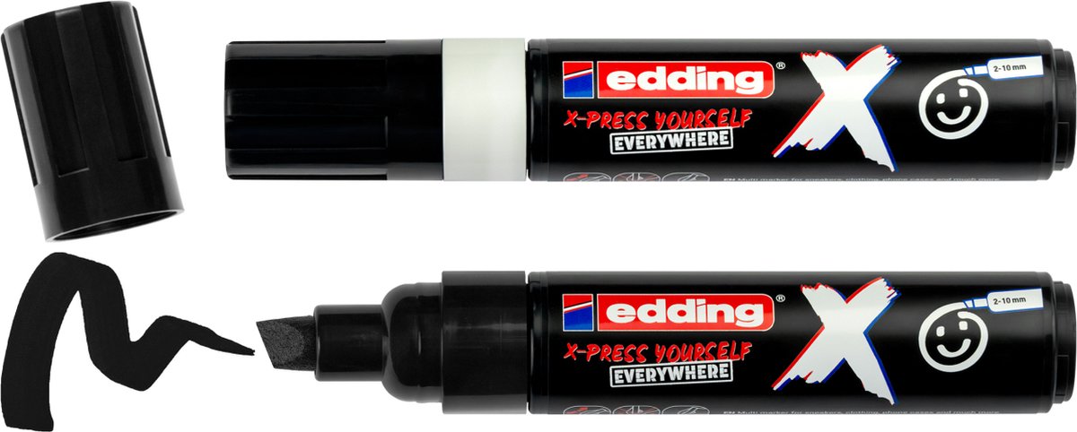 Edding 6900 x multimarker - set van 2 zwart + wit - voor alle ondergronden geschikt - beitelpunt 2-10 mm - vegan inkt - gemaakt van gerecycled plastic - lokaal geproduceerd in duitsland
