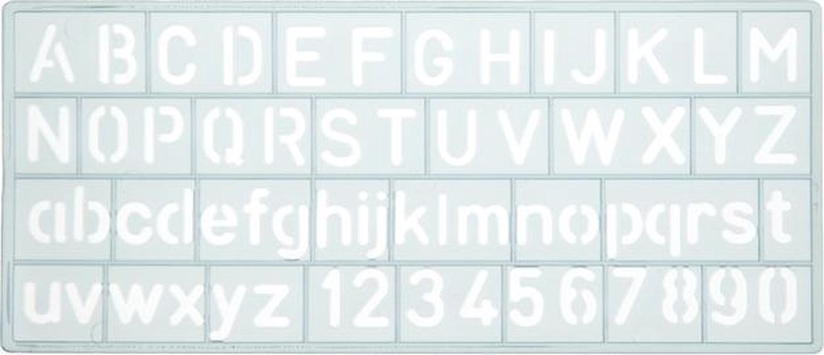 Westcott sjabloon - cijfers en letters 10mm hoog - 148x65mm - transparant - ac-e10610
