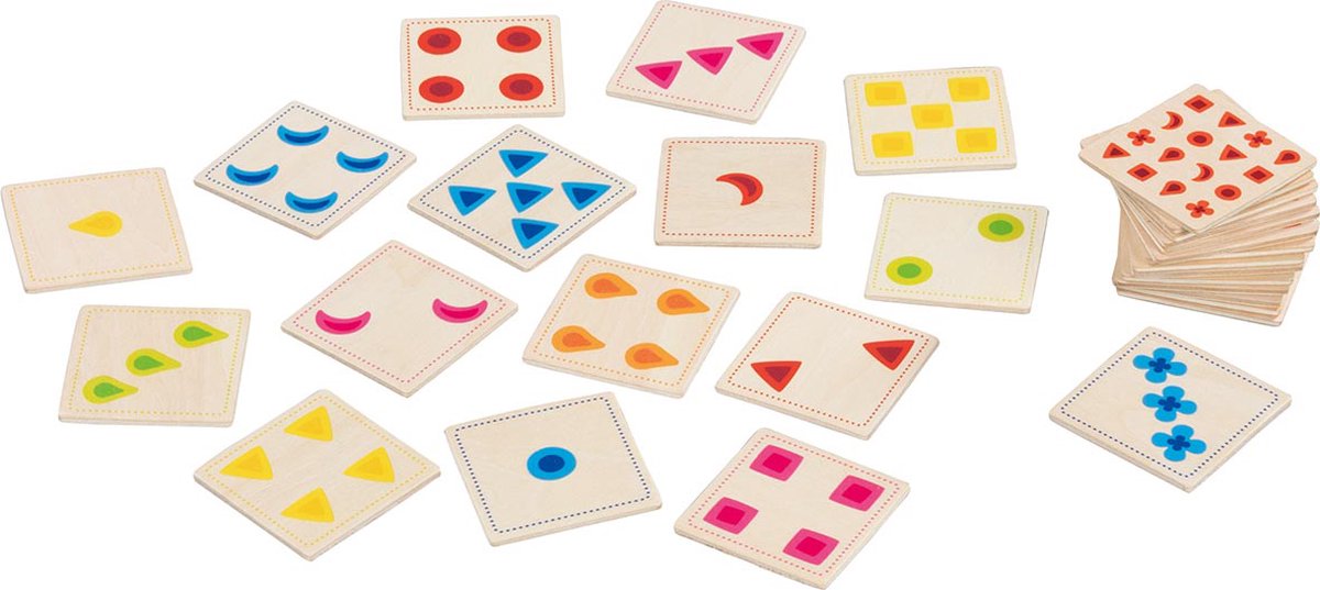 Goki sorteerspel: kleuren en vormen, kaarten 5x5x0,3cm, 30 kaarten, hout, 4+