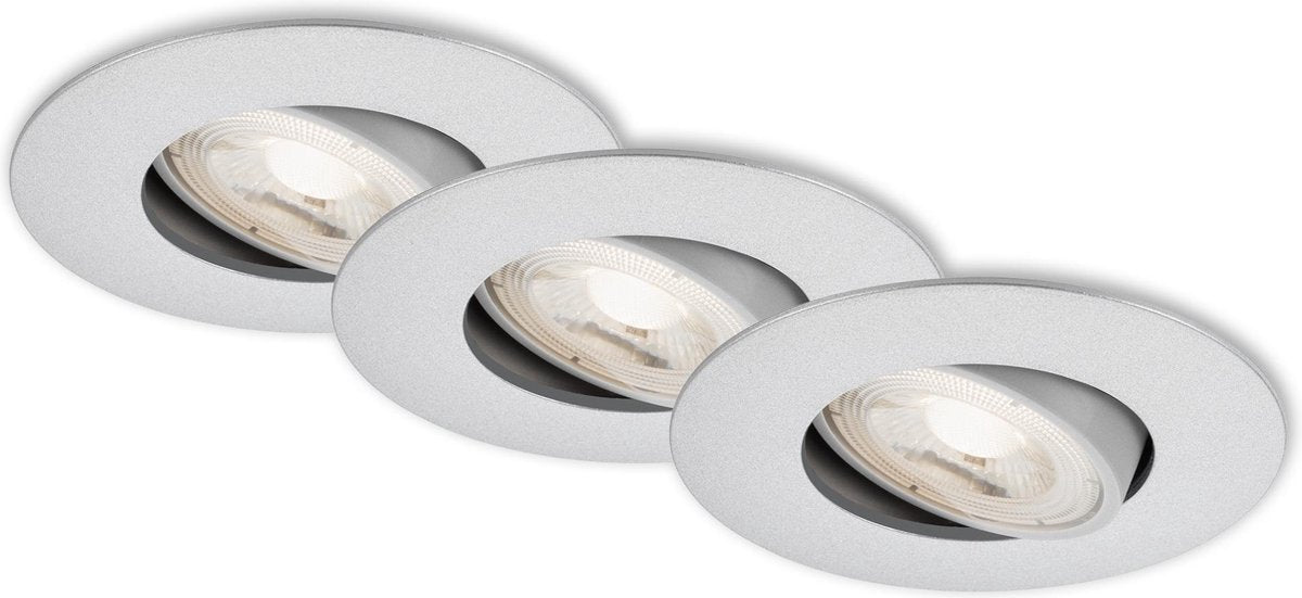 Briloner kulana - inbouwspots set van 3 - draaibare inbouwarmaturen - 3 x led 5w 460lm - lichtkleur: warm wit - inbouwdiepte: 30mm - inbouwmaat: 68mm - product: ø90mm - mat chroom