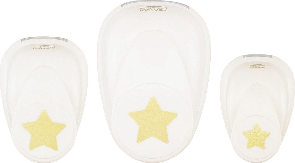 Vaessen creative pons set - figuurpons - sterren - 3 st. - 1,5 tot 3,7 cm