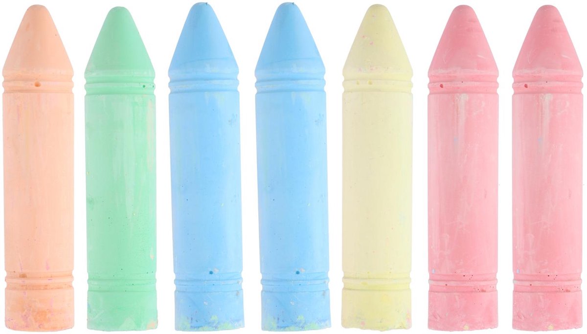Eddy toys krijt xl - stoepkrijt xl 7 stuks - ca. 17 x 9 cm - groot formaat stoepkrijt voor buiten - roze, blauw, groen, geel en oranje