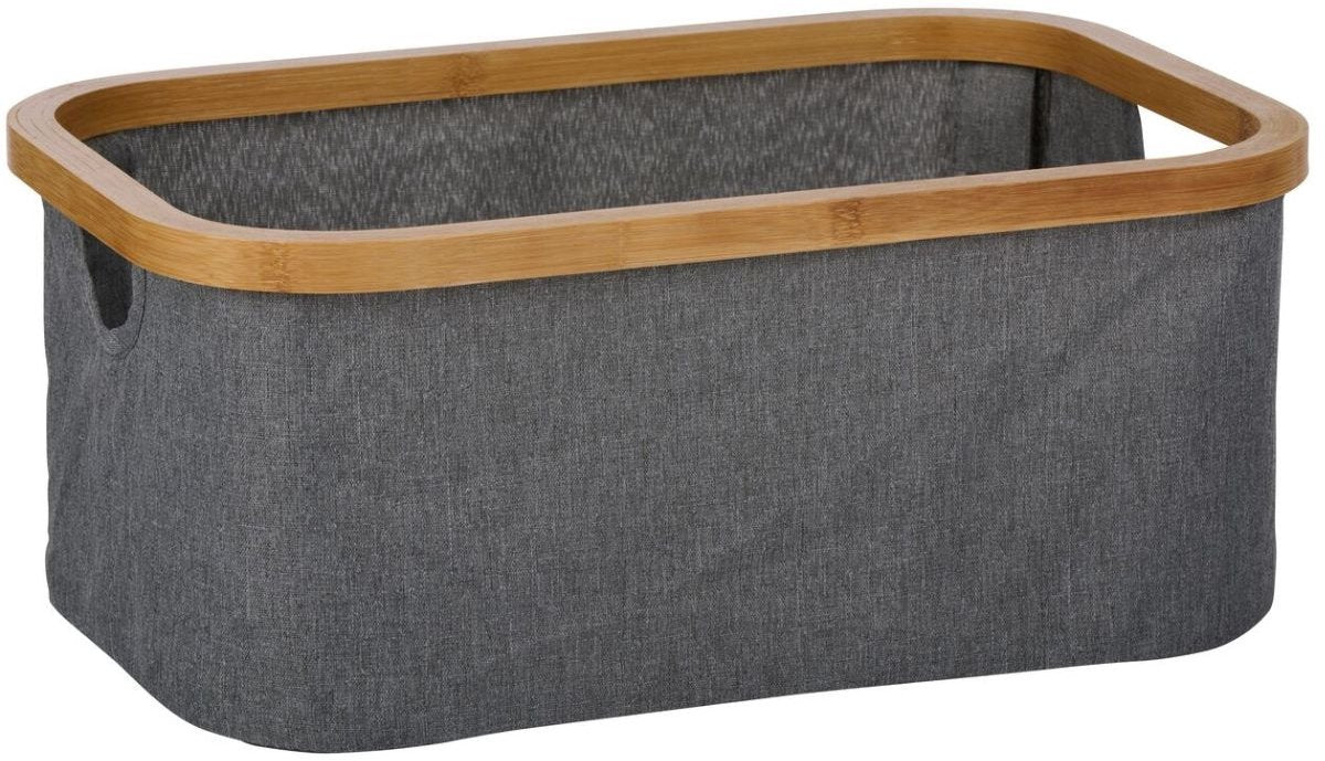 Alpina opbergmand bamboe – opbergsysteem met handgrepen 38x26x16cm – bamboe mand voor badkamer, woonkamer en kast