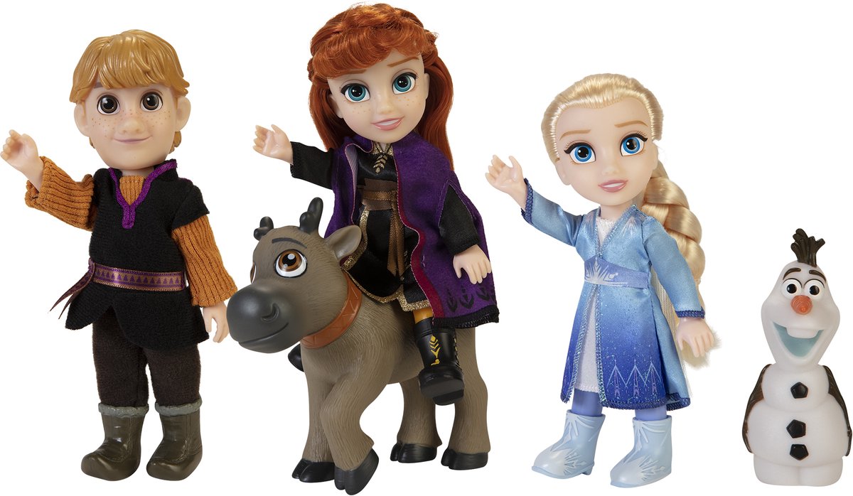Jakks disney frozen 2 kleine poppen 5-delige cadeauset 15cm (kristoff, anna, sven, elsa, olaf)