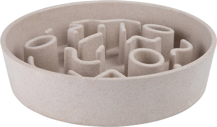 District 70 bamboo slowfeeder beige - hondenvoerbak - ø21 cm