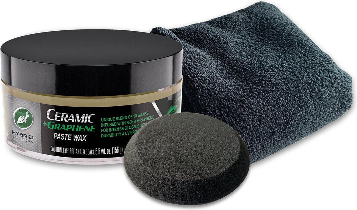 Turtle wax ceramic graphene paste wax - unieke mix van 10 wassen - voor een ongelooflijke gladheid - minimaliseert swirls - inclusief microvezeldoek en applicator pad - 156gr