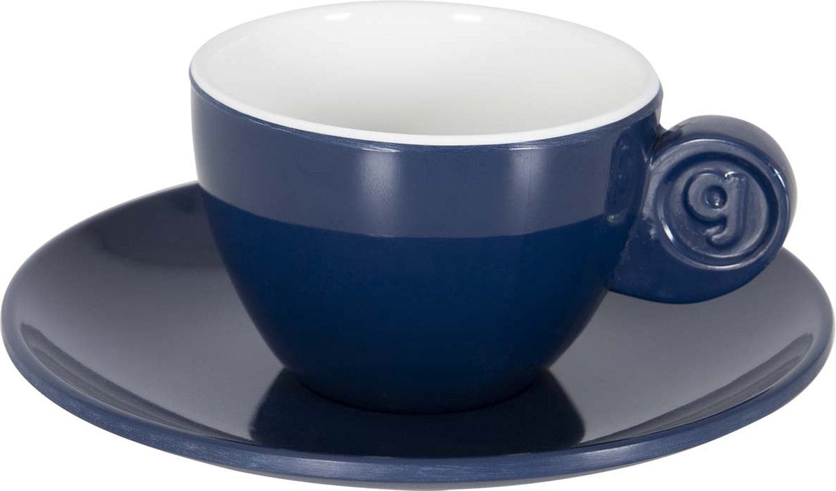 Gimex - solid line - espresso set - blauw wit - 85 ml - 2 pieces