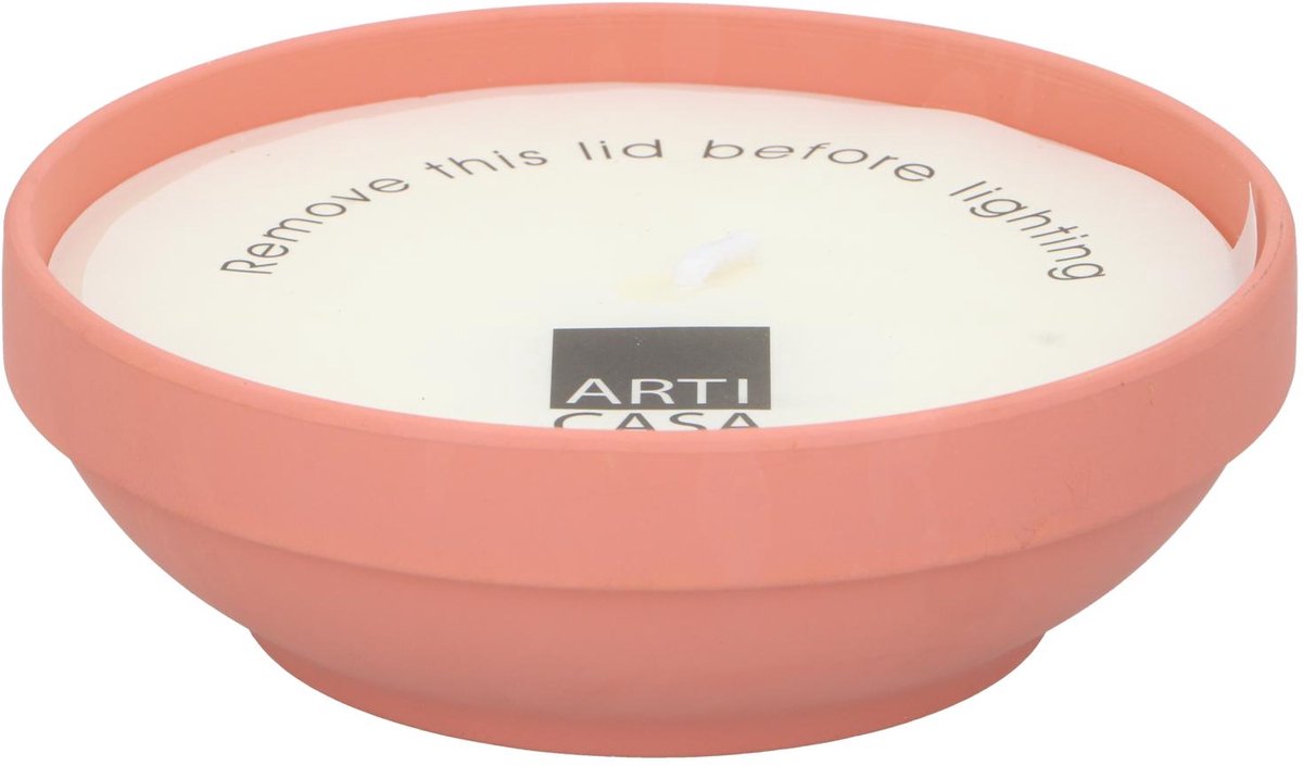 Arti casa citronella kaars - tuinkaars tegen muggen met 38 uur brandtijd - terracotta pot tuindecoratie - grote buitenkaars 23 cm voor tuin en balkon