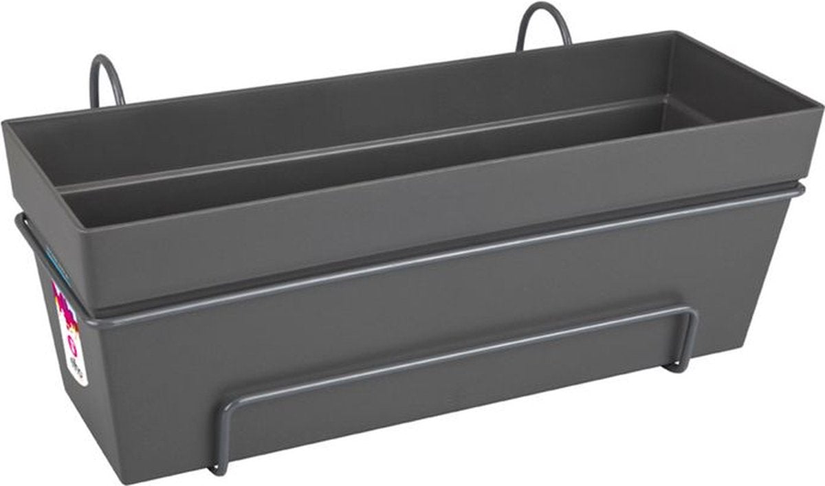 Elho loft urban balkonbak allin1 50 - plantenbak voor balkon buiten - ø 49.0 x h 20.5 cm - antraciet
