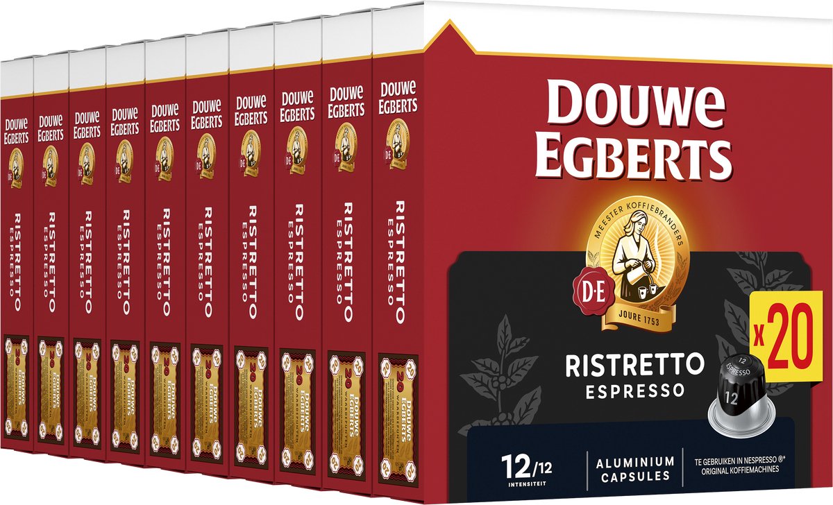Douwe egberts espresso ristretto - intensiteit 12 12 - 10 x 20 capsules