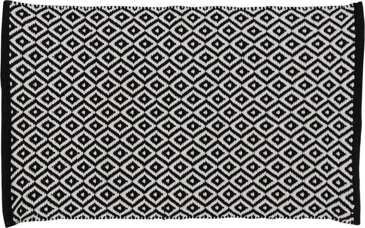 Differnz wales badmat 100% katoen zwart wit 50 x 80 cm