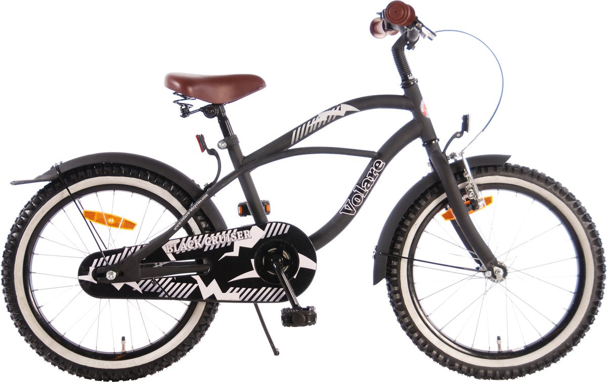 Volare Black Cruiser Kinderfiets - Jongens - 18 inch - Zwart - 95% afgemonteerd