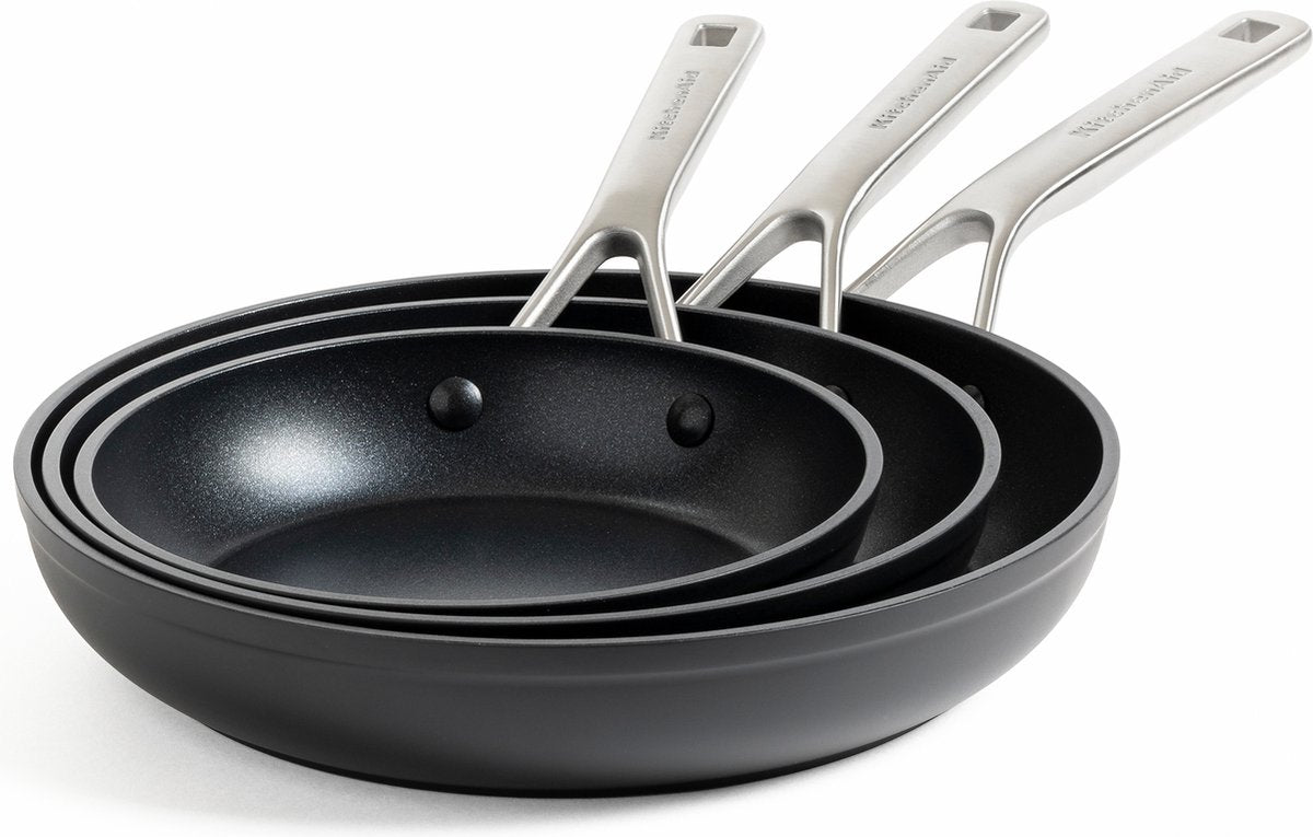 Kitchenaid forged hardened aluminium 3-delige braadpan set 20cm - 24cm - 28cm