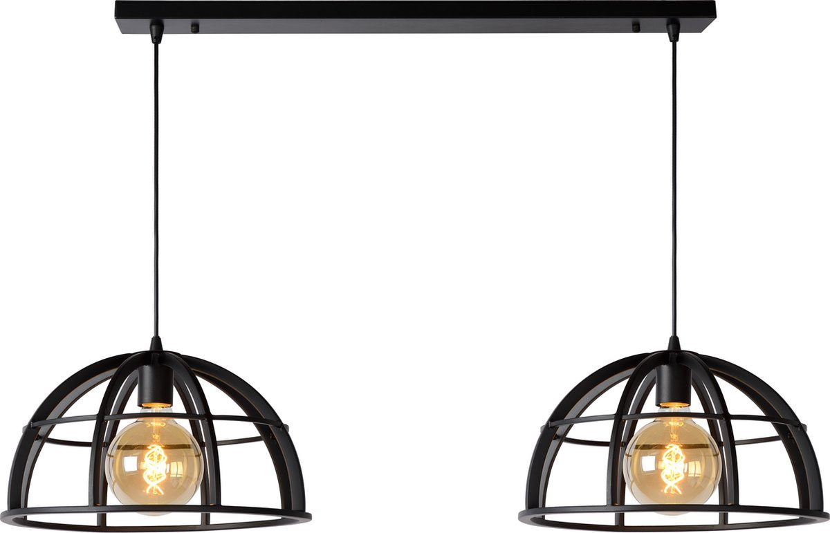 Lucide dikra - hanglamp - 2xe27 - zwart