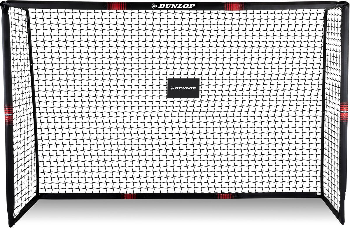 Dunlop voetbaldoel - voetbal goal 300 x 200 x 120 cm - voetbalgoal groot - buitenspeelgoed voor kinderen en volwassenen - snelle montage - voetbal training doel - metaal - zwart rood