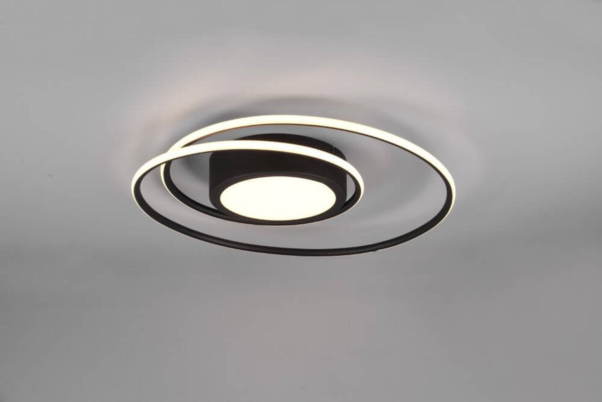 Trio yava - plafondlamp - zwart mat - incl. 1x smd 56w - afstandsbediening - geintegreerde dimmer - traploos instelbare lichtkleur - niet geschikt voor externe dimmer - lichtbron niet vervangbaar