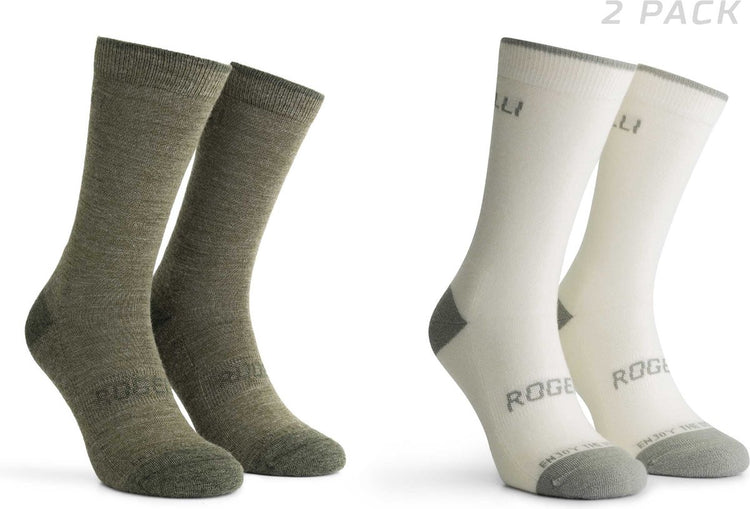 Rogelli merino wool dames en heren 2 pack fietssokken - groen taupe