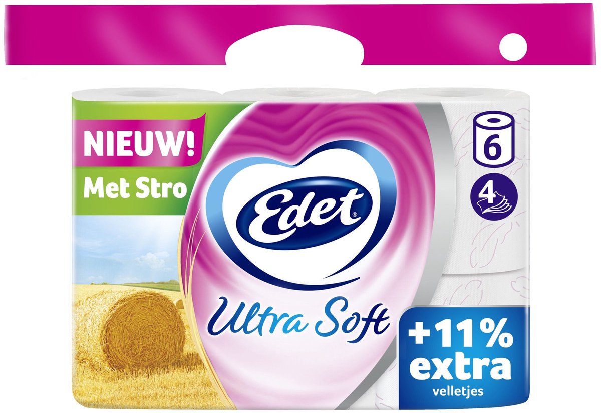 Edet toiletpapier ultra soft - 4-laags - 6 rollen (stro)