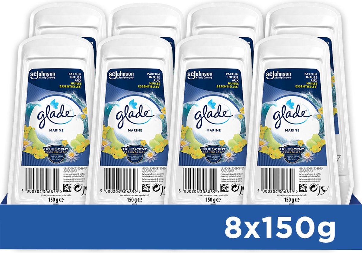 Glade gel luchtverfrisser marine (8x 150gr)