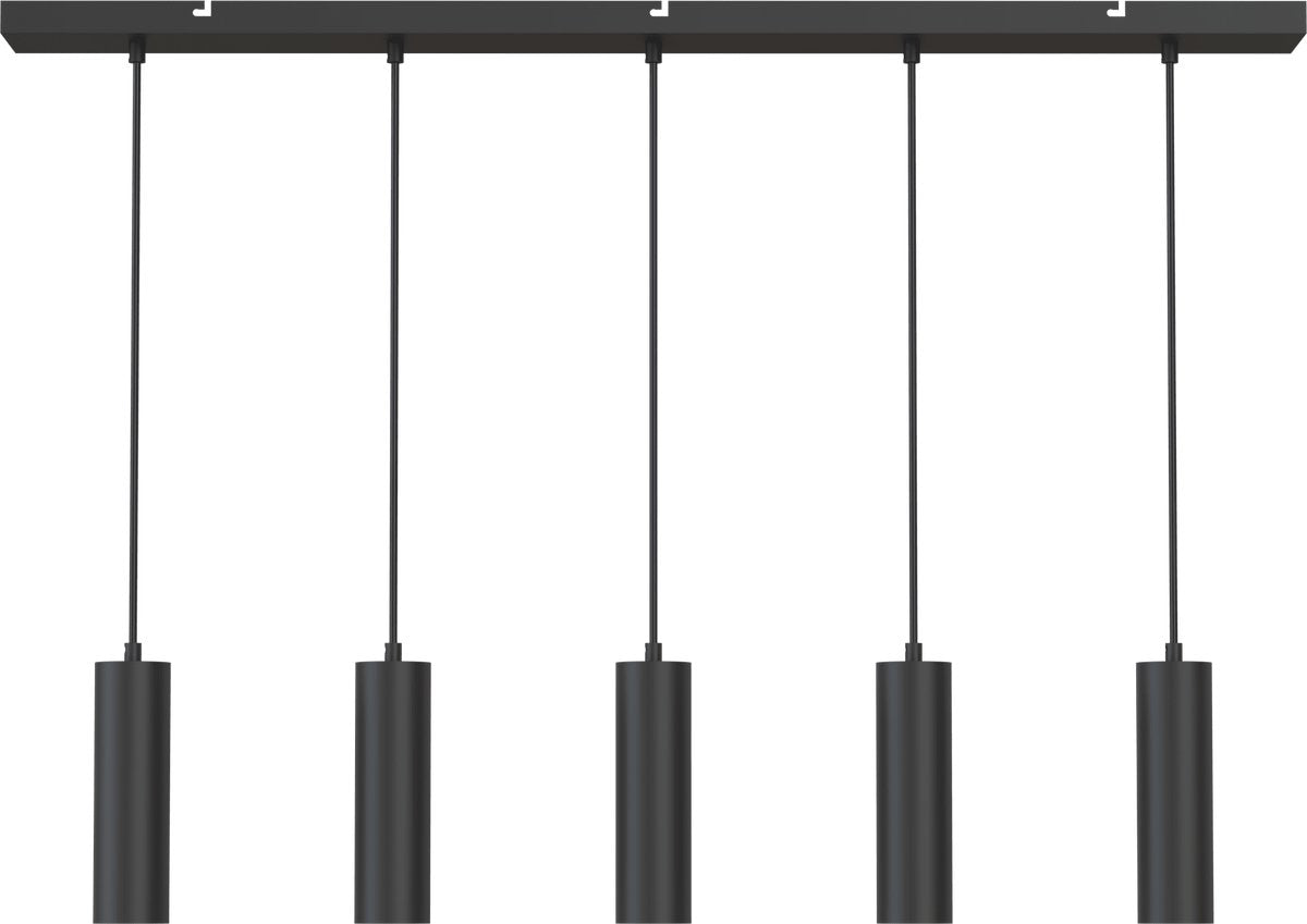 Calex hanglamp - gu10 - 5-lichts - plafondlamp - mat zwart - eetkamer - keuken - eettafel - excl. lichtbron