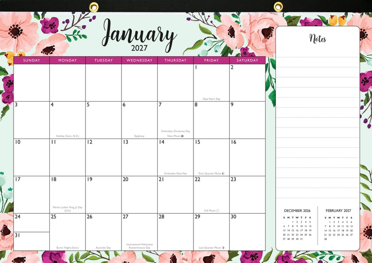 Peter pauper desk pad kalendar 2027 floral
