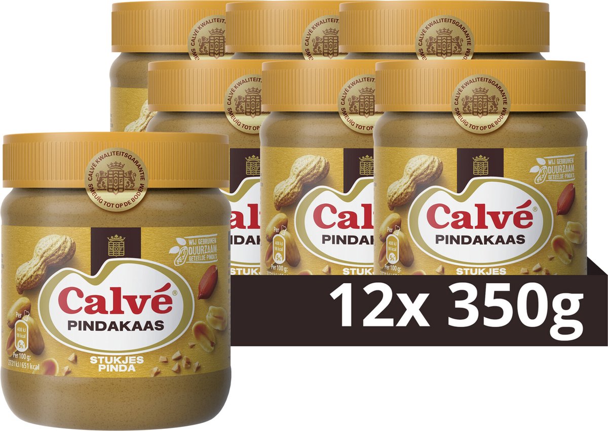 Calve pindakaas stukjes noot (12x 350gr)