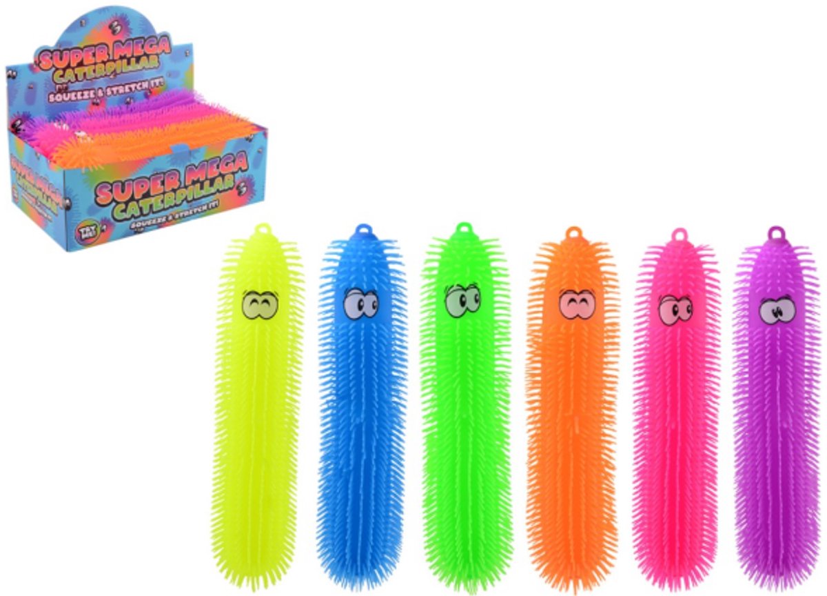 Johntoy fluffy worm fidget speelgoed 50cm multikleur.