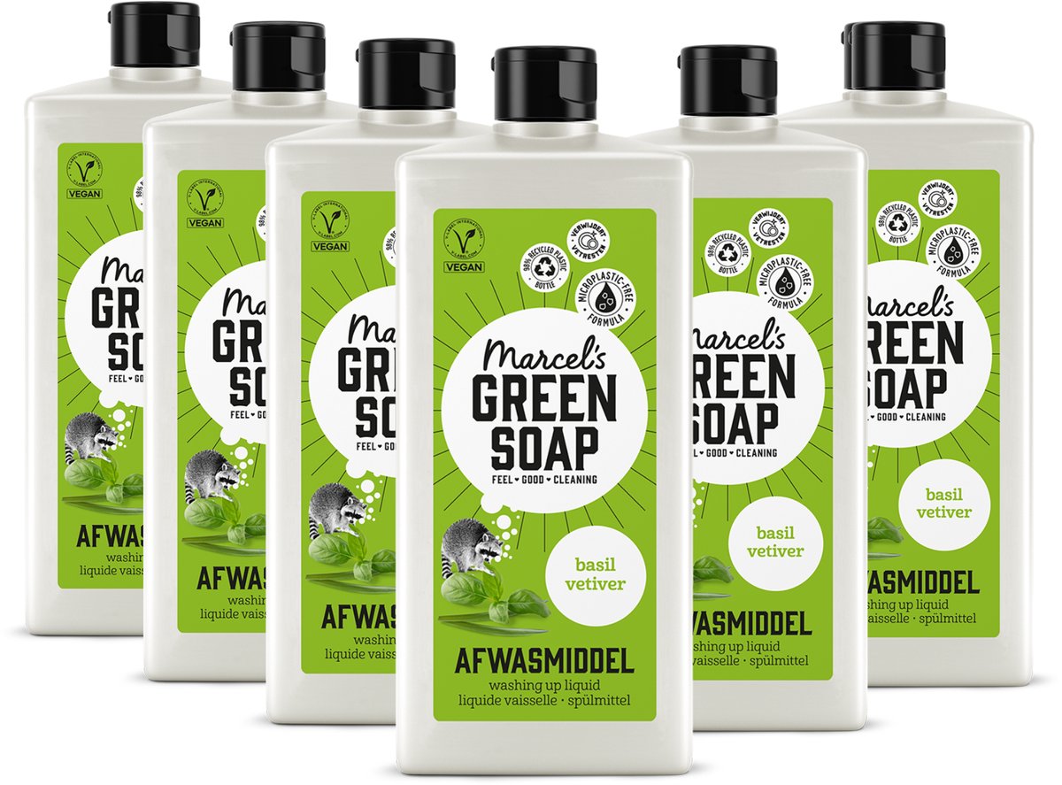 Marcel's green soap afwasmiddel - basilicum vetiver - 6 x 500ml