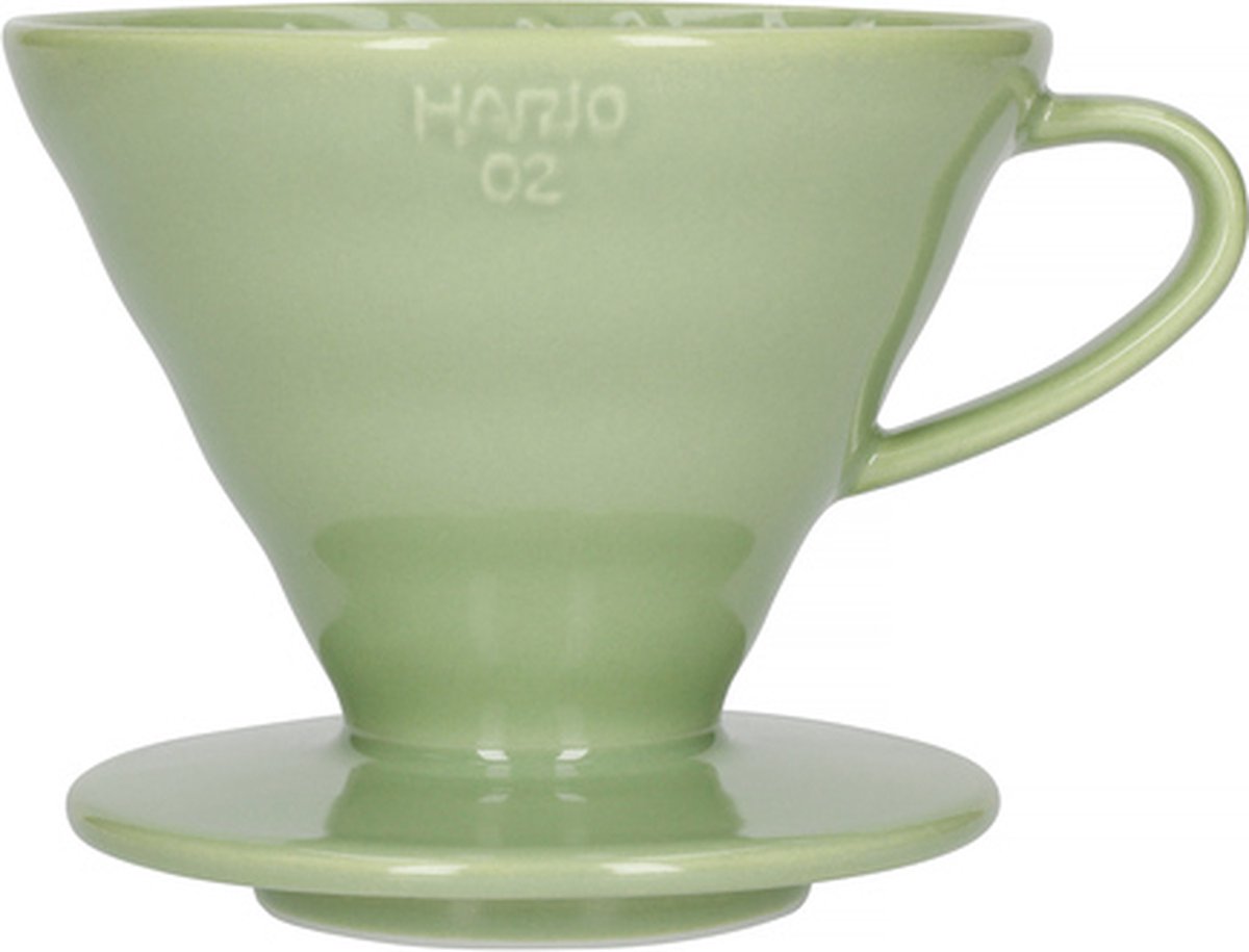 Hario v60 dripper - 02 size - keramiek - smokey groen