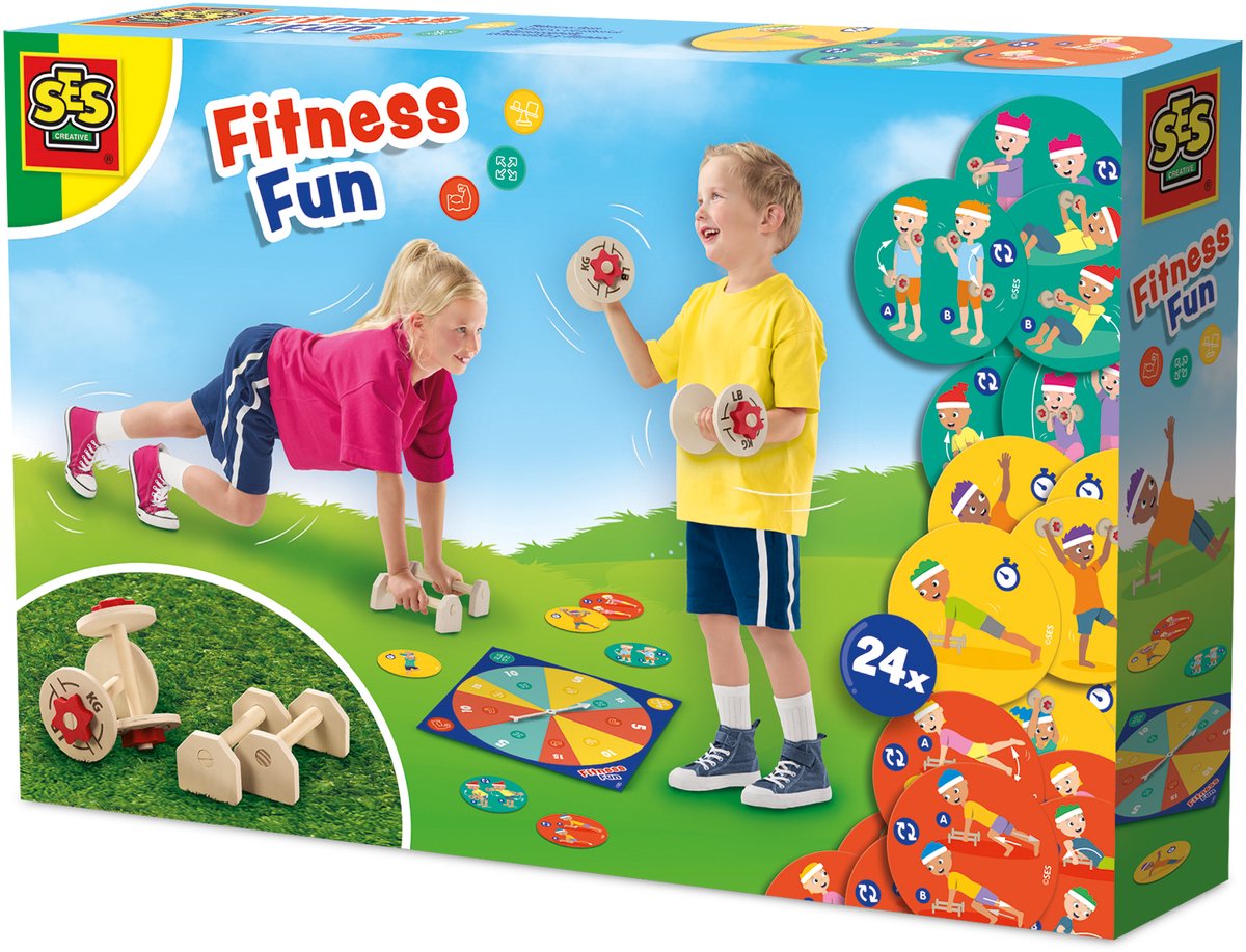Ses creative fitness fun - buitenspeelgoed - voor kinderen vanaf 5 jaar - 24 fitness kaarten