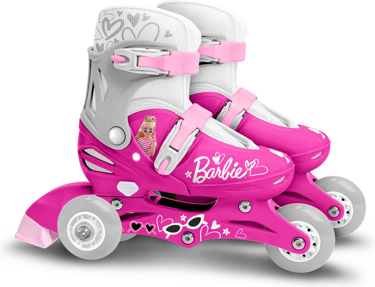 Mattel barbie 2-in-1 skates hardboot verstelbaar roze wit maat 27-30