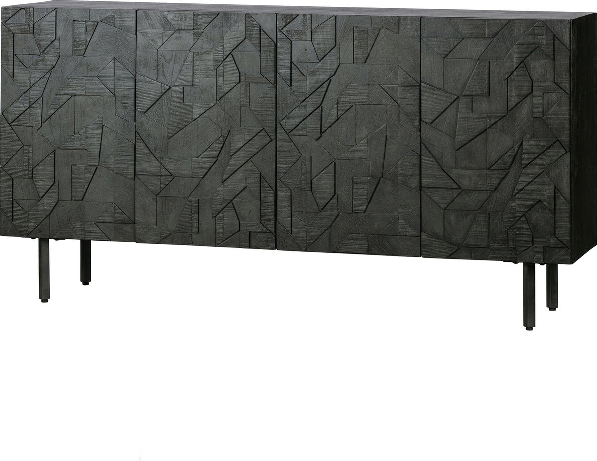Woood counter dressoir - hout - zwart - 83x160x40